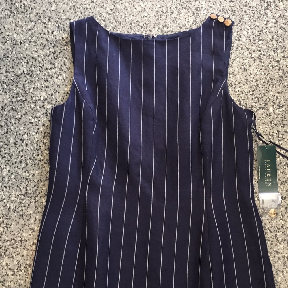 Ralph Lauren navy pinstripe linen dress